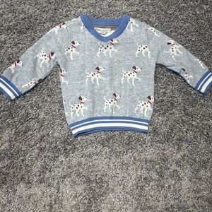 Hatley Sweater Baby Boys 9-12 Months Gray Dog Intarsia Knit Pullover V Neck